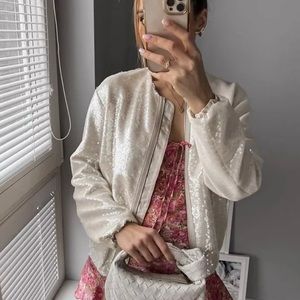 Zara Sequin Bomber Jacket | NWT | Size Small